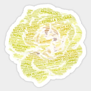 Yellow Rose Texas Symbols Spanish Word Cloud Sticker